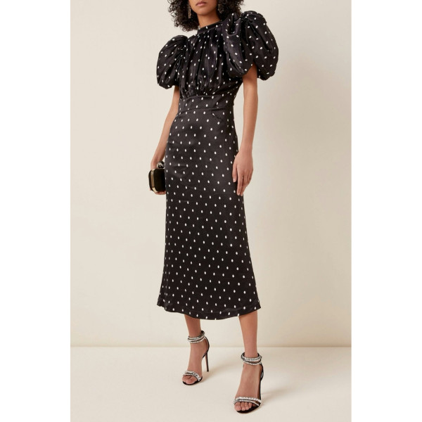 ROTATE Birger Christensen Rotate Birger Christensen Dress Black & White Polka Dot Dress