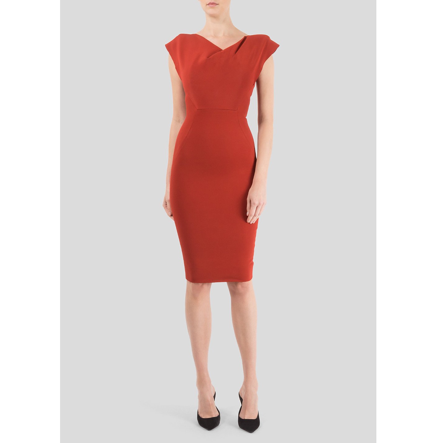 Victoria Beckham Fitted Fold Neck Dress