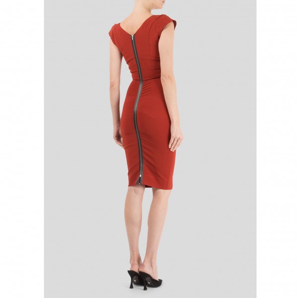 Victoria Beckham Fitted Fold Neck Dress