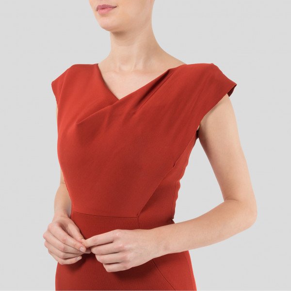 Victoria Beckham Fitted Fold Neck Dress