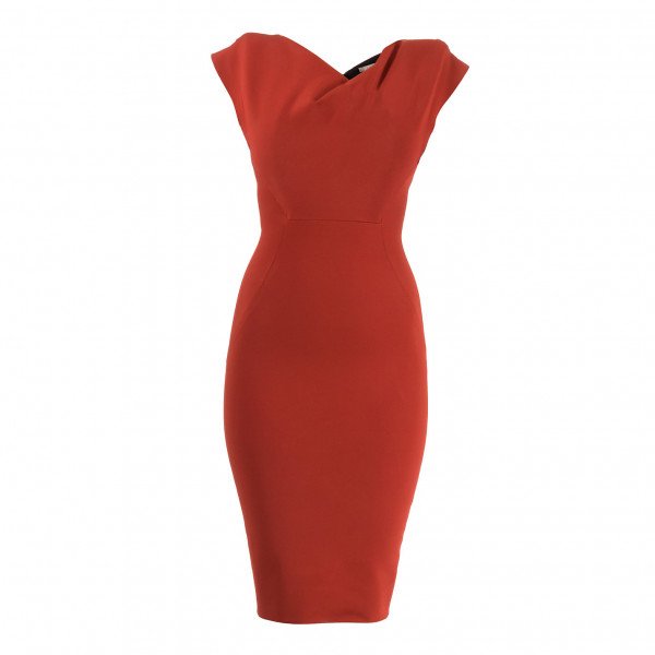 Victoria Beckham Fitted Fold Neck Dress