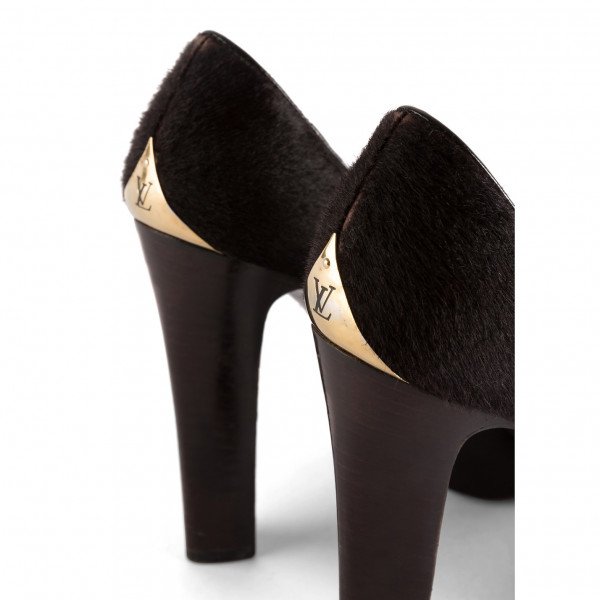 Louis Vuitton Bow-Detail Ponyskin Platform Pumps