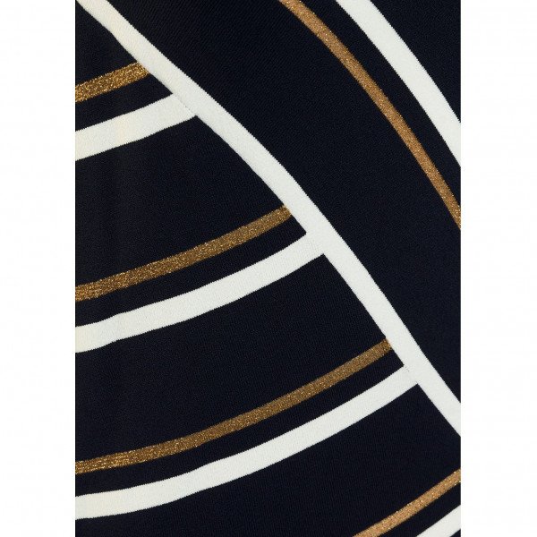 Cedric Charlier Asymmetric Striped Metallic Knitted Midi Dress