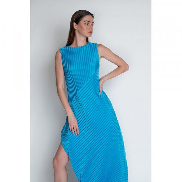 L'Mane Fully Pleated Side Slit Dress