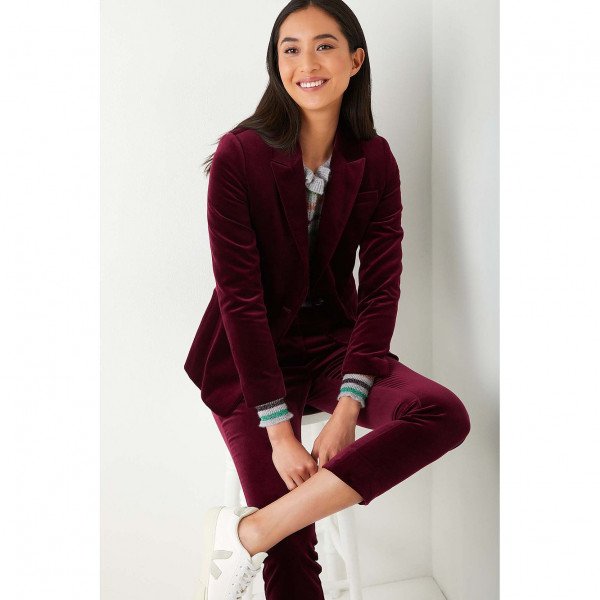 Wyse London Sandrine Velvet Jacket In Cranberry