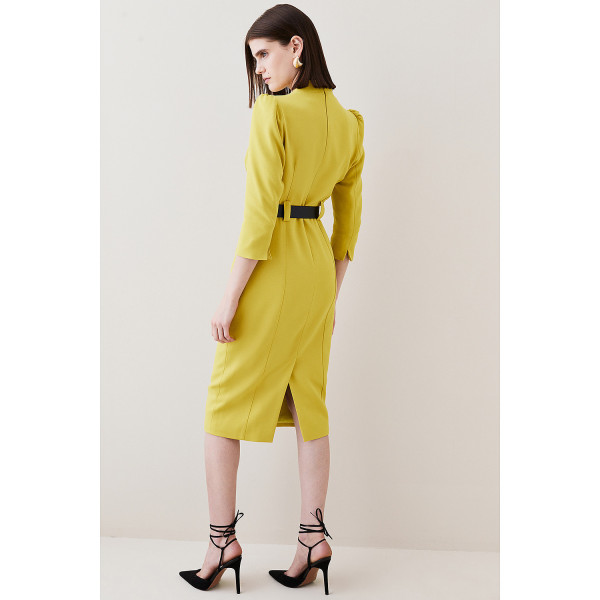 Karen Millen Structured Crepe Belted Forever Midi Dress