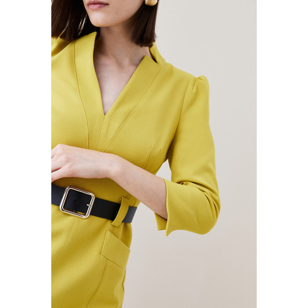 Karen Millen Structured Crepe Belted Forever Midi Dress
