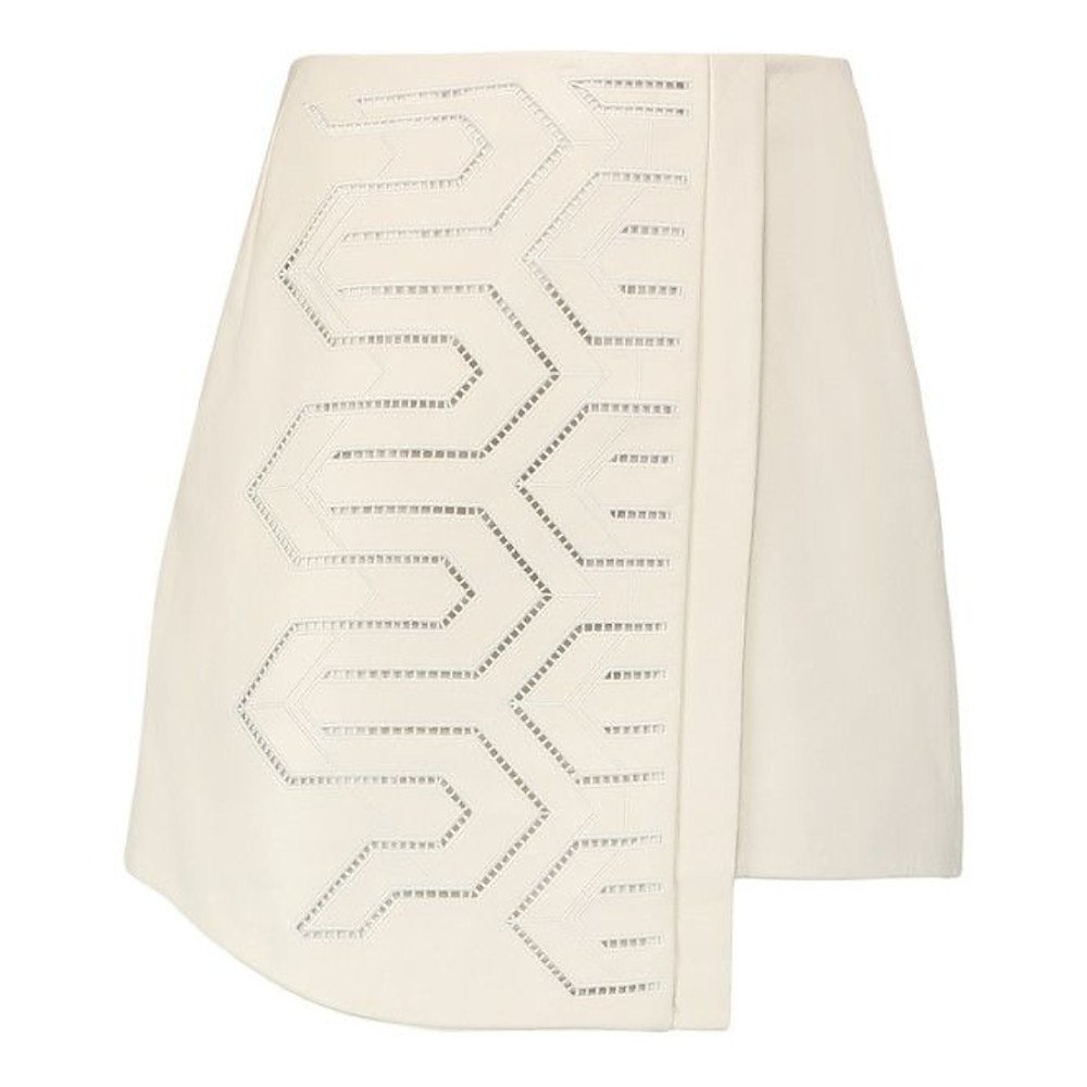 Tibi Pointelle-Detailed Leather Mini Skirt