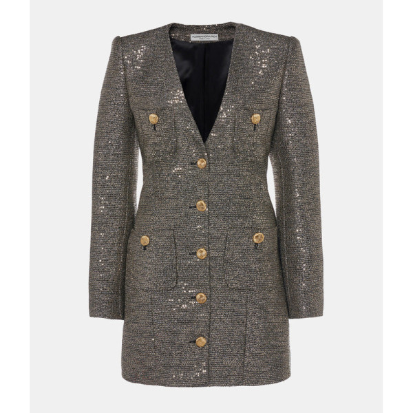 Alessandra Rich Sequin Tweed Mini Dress