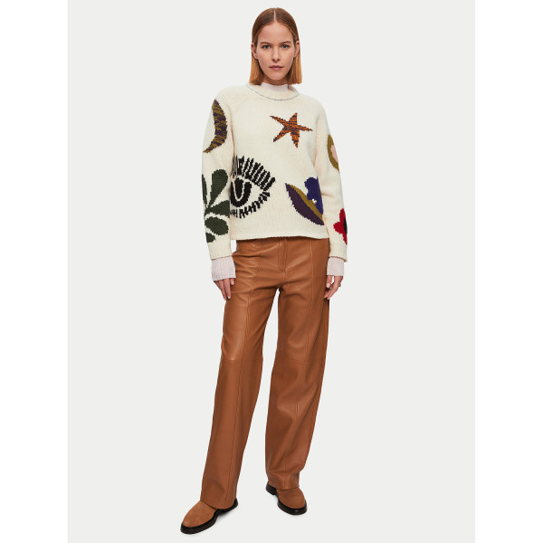 Jigsaw Intarsia Crew Neck Jumper