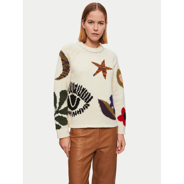 Jigsaw Intarsia Crew Neck Jumper