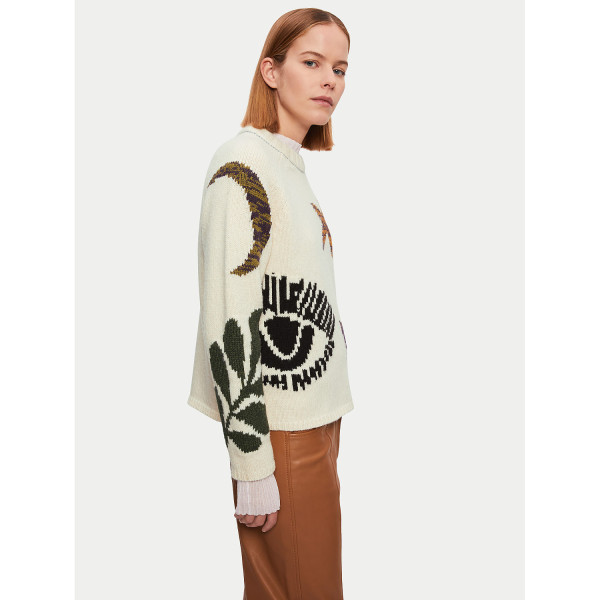 Jigsaw Intarsia Crew Neck Jumper