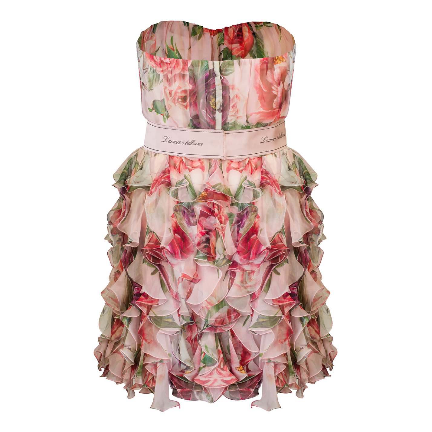 Rent Buy DOLCE & GABBANA Peony-Print Strapless Silk-Chiffon Dress | MY  WARDROBE HQ
