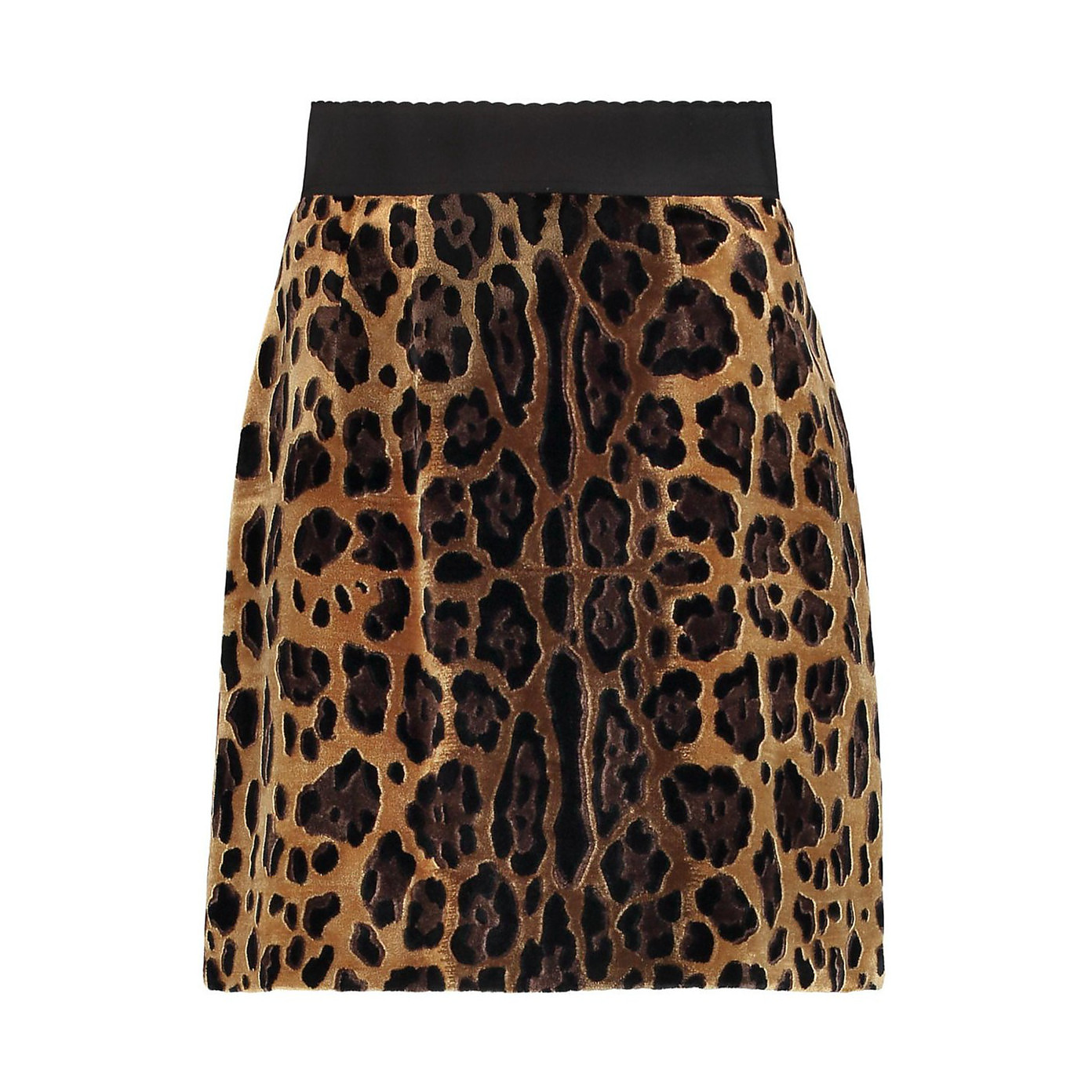 DOLCE & GABBANA Leopard Print Velvet Mini Skirt