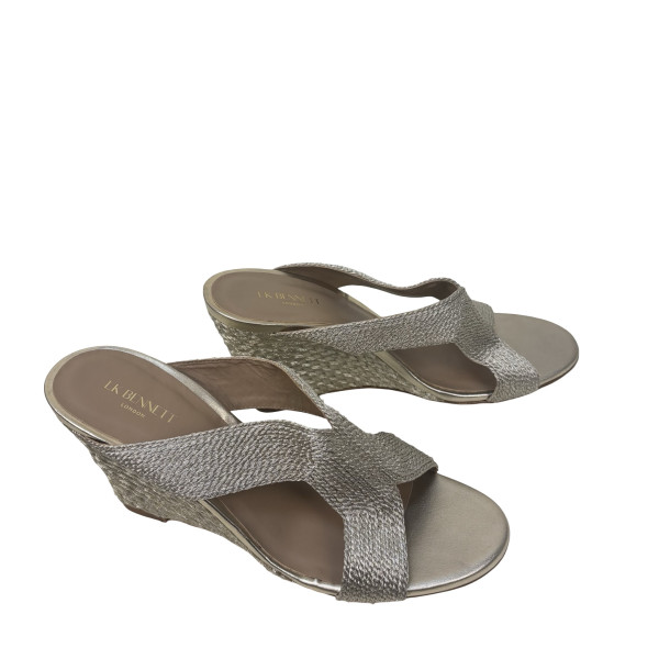 LK Bennet Sonia Rope Mule Wedges in Gold