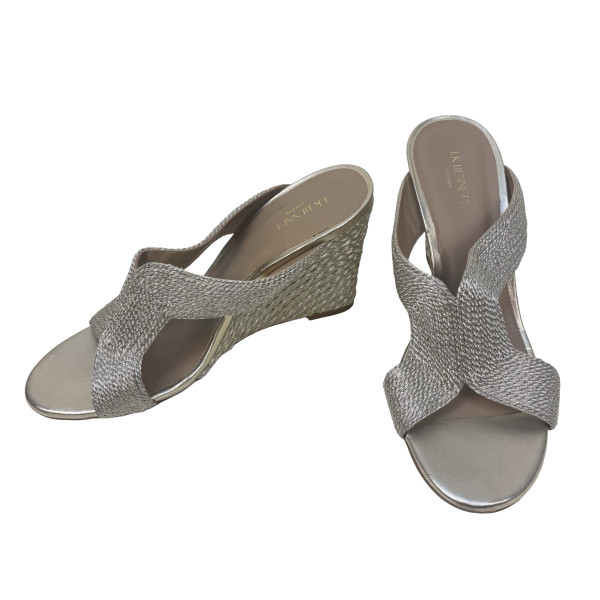 LK Bennet Sonia Rope Mule Wedges in Gold