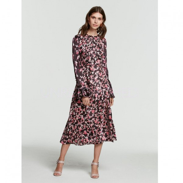 Beulah Yhavi Romantic Floral Satin Midi Dress