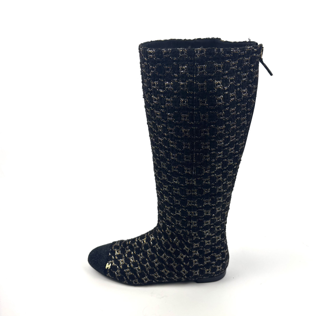 CHANEL Tweed Knee-High Boots