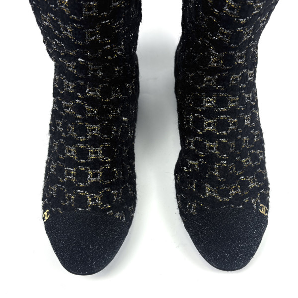 CHANEL Tweed Knee-High Boots