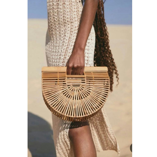 Cult Gaia Ark Wicker Clutch Bag