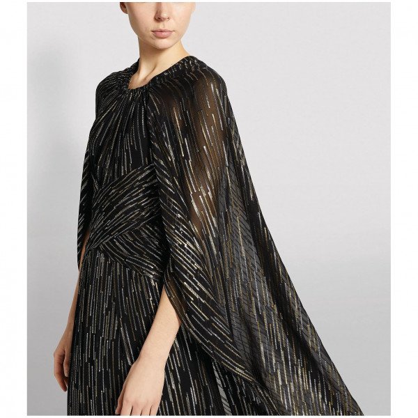 Peter Pilotto Caped Silk-Lurex Gown