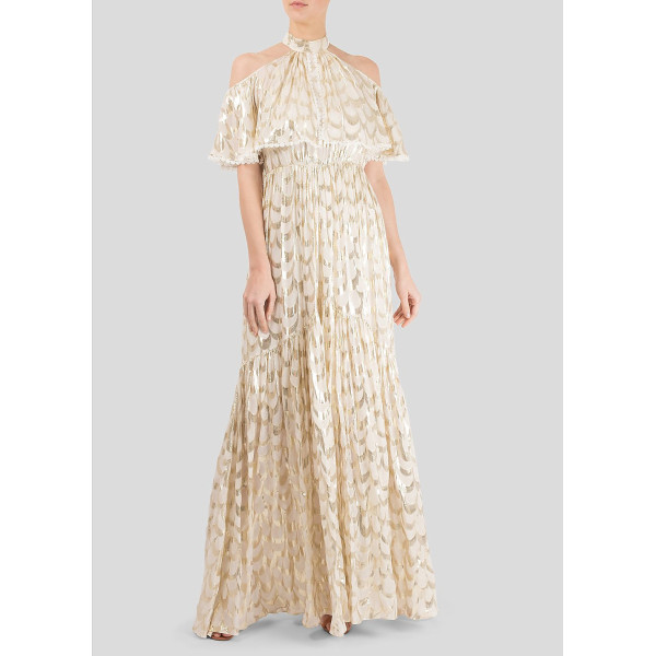 Temperley London Metallic Off-The-Shoulder Gown