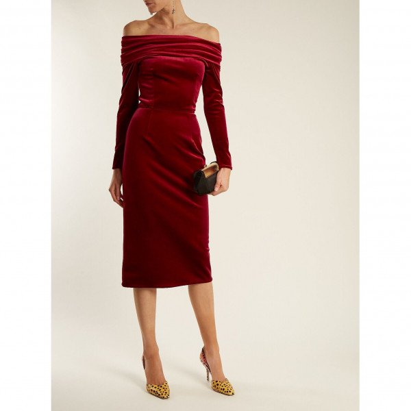Emilio De La Morena Off-The-Shoulder Velvet Dress