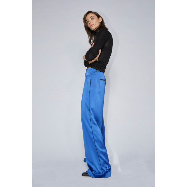 Serena Bute The Relaxed Wide Leg Trouser - Cobalt Blue Plant Based Satin