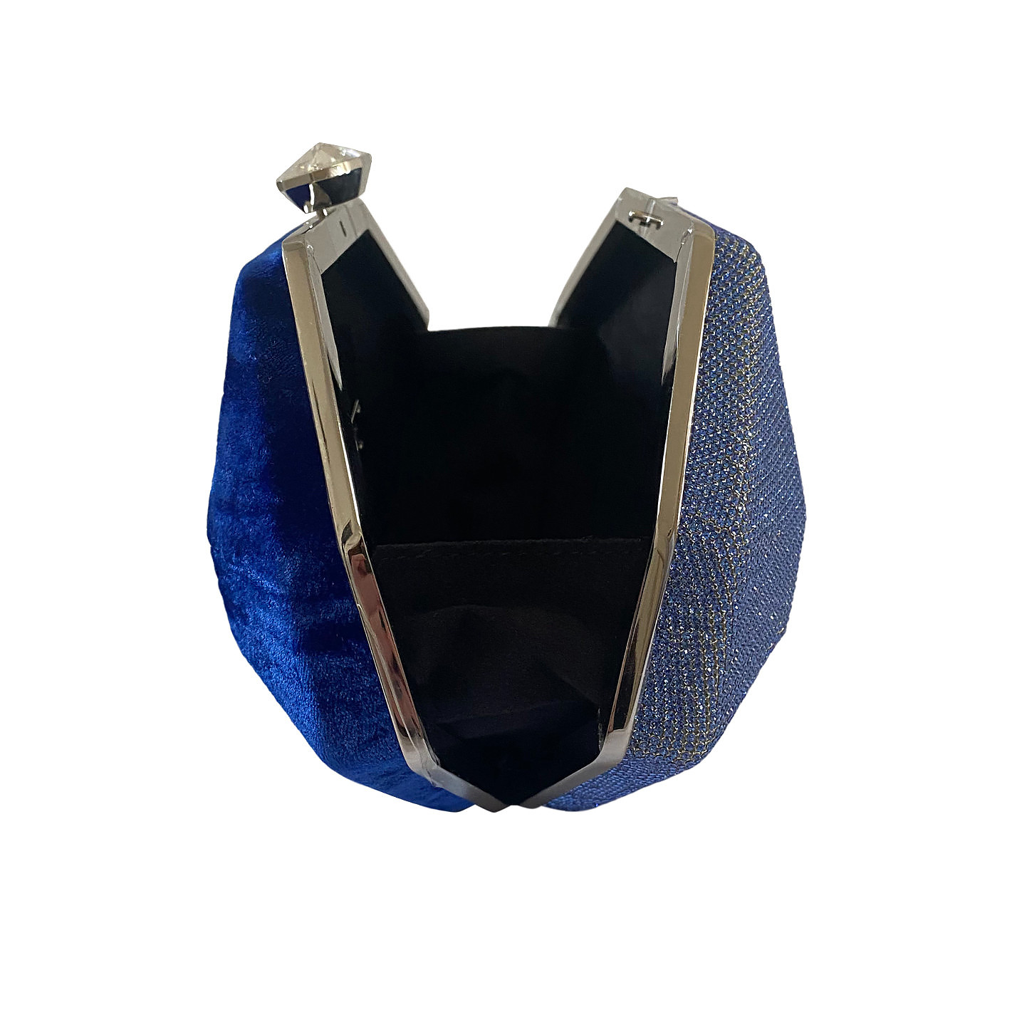 Atelier Swarovski Crystal geometric clutch with velvet contrast