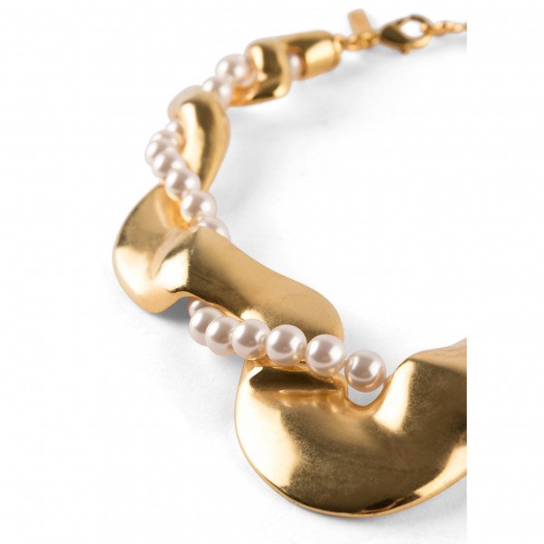 Oscar De La Renta Gold-Tone Pearl Curve Necklace