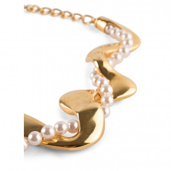 Oscar De La Renta Gold-Tone Pearl Curve Necklace