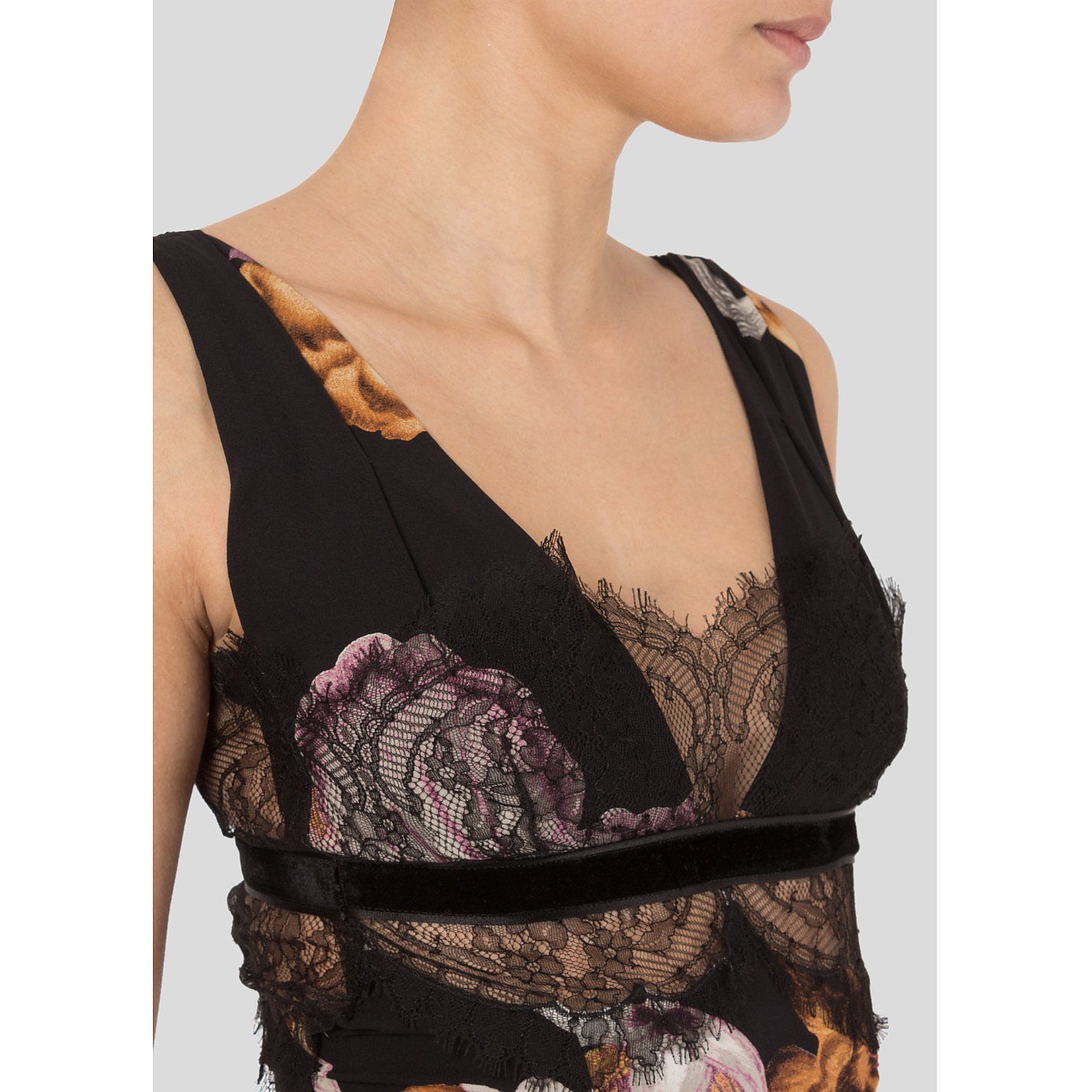 Roberto Cavalli Floral Lace-Trimmed Dress