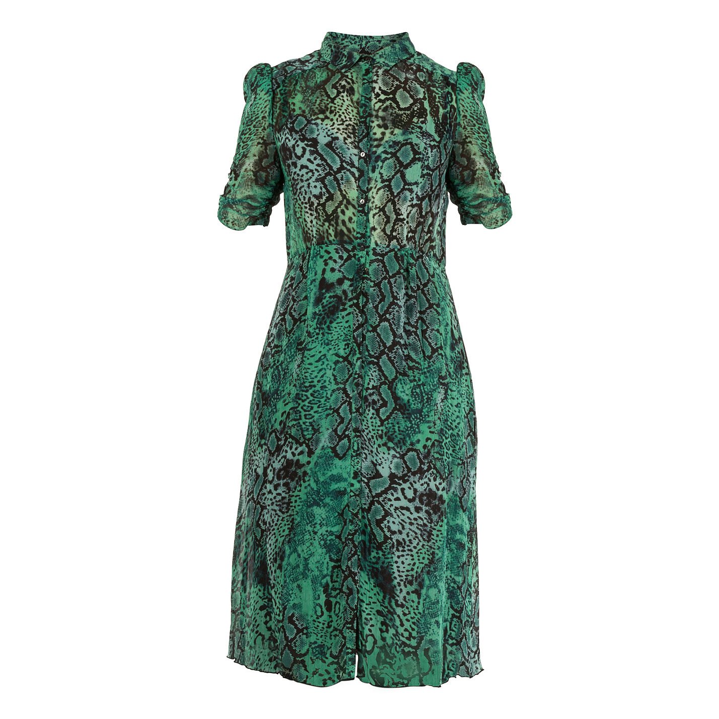 snake print chiffon dress