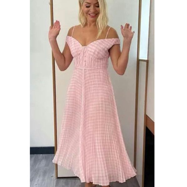 Rent Buy Self Portrait Gingham Off Shoulder Dress MY WARDROBE HQ