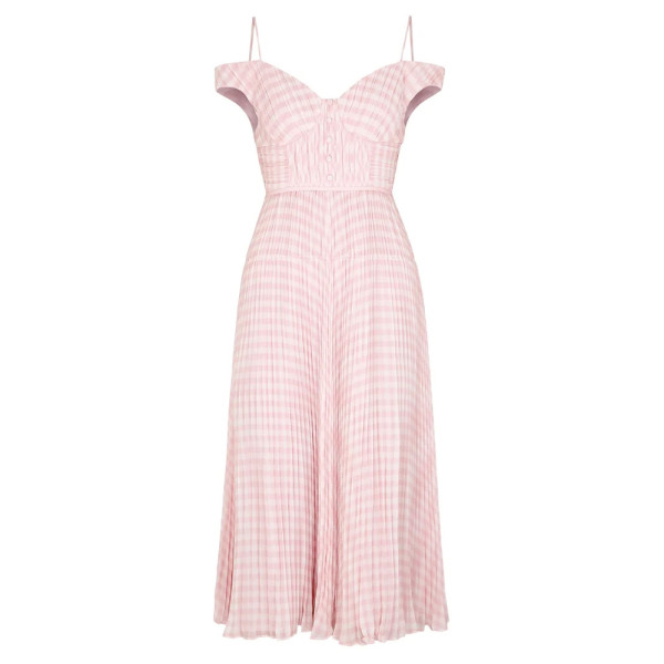 Rent Buy Self Portrait Gingham Off Shoulder Dress MY WARDROBE HQ
