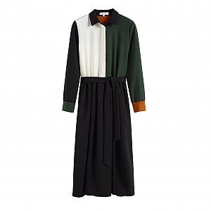 Rent Buy Chinti and Parker Colour Block Wool Twill Shirt Dress