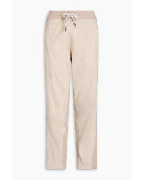 Brunello Cucinelli Suede & Ribbed Cashmere Track Pants