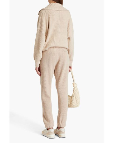 Brunello Cucinelli Suede & Ribbed Cashmere Track Pants