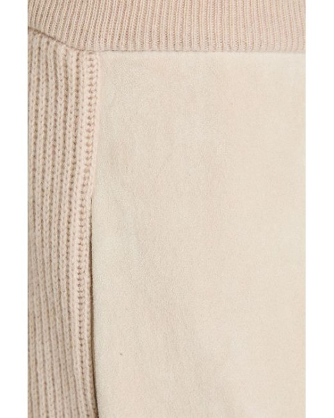 Brunello Cucinelli Suede & Ribbed Cashmere Track Pants
