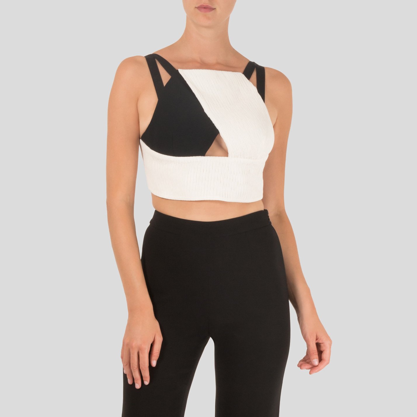 Roland Mouret Cropped Two-Tone Top