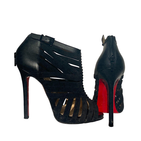 Christian Louboutin Suede And Leather Caged Booties