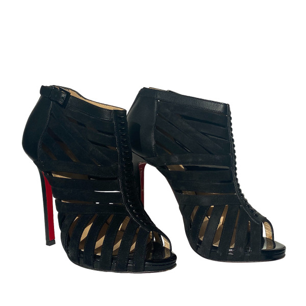 Christian Louboutin Suede And Leather Caged Booties