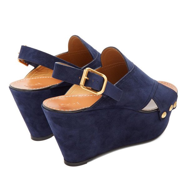 Chloé Mischa Suede Platform Wedge Sandals