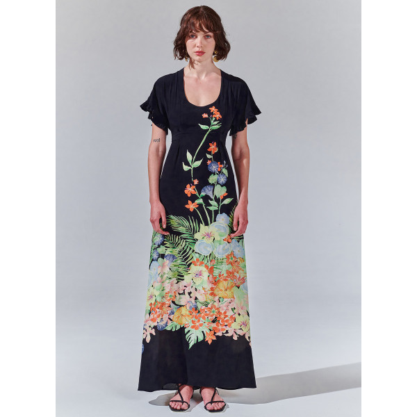 Hayley Menzies Abundant Blooms Crepe Backless Maxi Dress