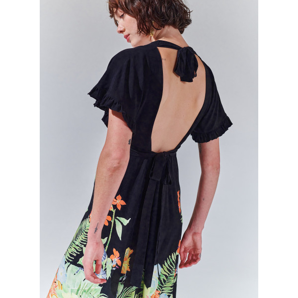 Hayley Menzies Abundant Blooms Crepe Backless Maxi Dress