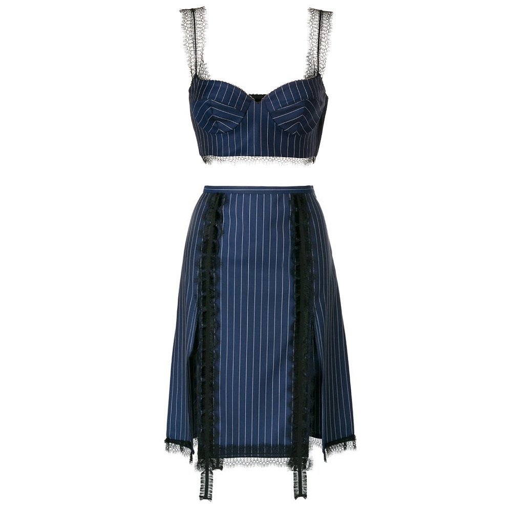 Versace Pinstripe Bralette & Skirt Set