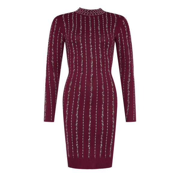 Karen Millen All Over Hotfix Embellished Knit Mini Dress