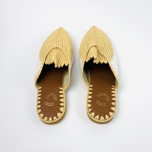 KILOMETRE PARIS White Leather Slip-On Mules