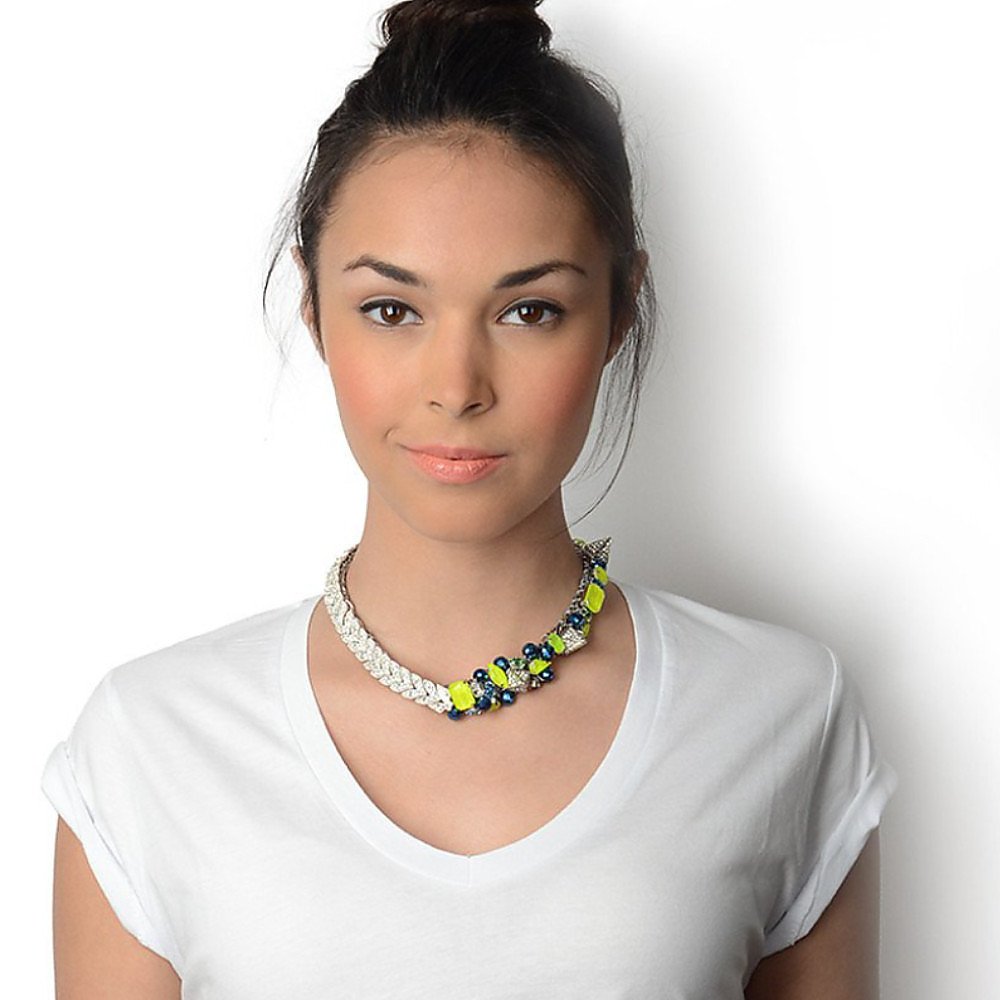 Mounser Ginger Collar Necklace in Yellow/Blue
