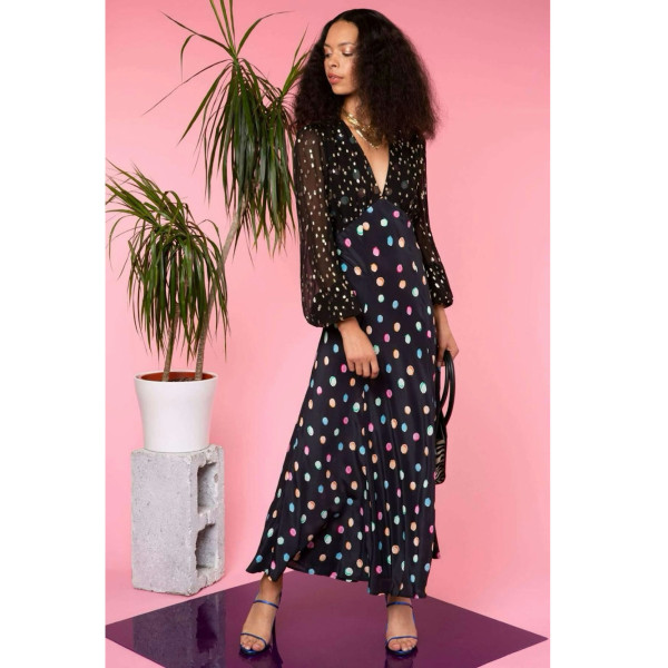 Rixo Melanie Watercolour Spot Dress